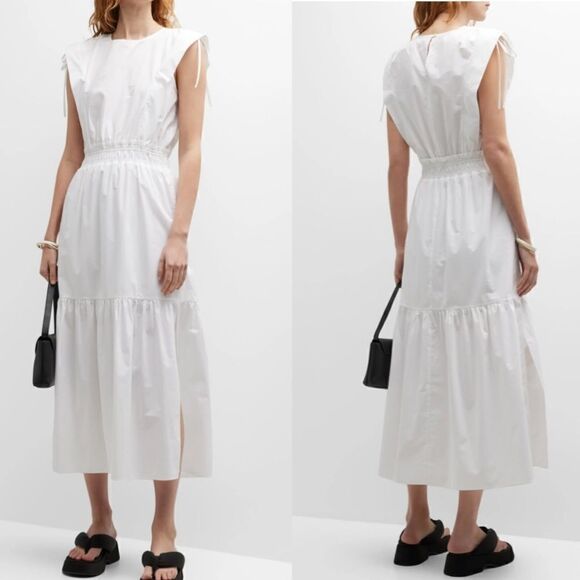 Frame Women's Cotton Cinch-Shoulder Midi Dr XS NWT $498 - Picture 1 of 9
